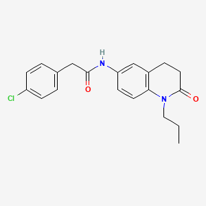 molecular formula C20H21ClN2O2 B2929763 2-(4-氯苯基)-N-(2-氧代-1-丙基-1,2,3,4-四氢-6-喹啉基)乙酰胺 CAS No. 946220-49-1