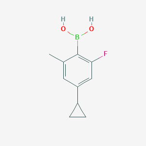 molecular formula C10H12BFO2 B2929772 4-Cyclopropyl-2-fluoro-6-methylphenylboronic acid CAS No. 2225179-52-0