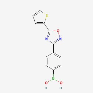 molecular formula C12H9BN2O3S B2929778 {4-[5-(Thiophen-2-yl)-1,2,4-oxadiazol-3-yl]phenyl}boronic acid CAS No. 2377608-39-2