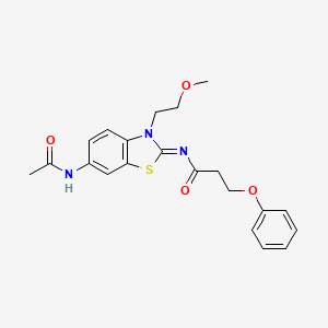 molecular formula C21H23N3O4S B2929789 N-[6-acetamido-3-(2-methoxyethyl)-1,3-benzothiazol-2-ylidene]-3-phenoxypropanamide CAS No. 865161-05-3