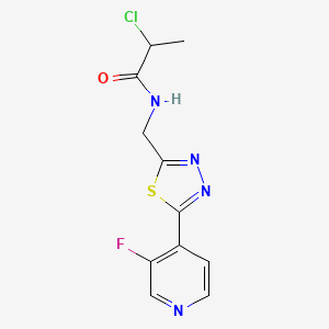 2-Chloro-N-[[5-(3-fluoropyridin-4-yl)-1,3,4-thiadiazol-2-yl]methyl]propanamide