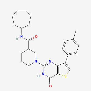 N-cycloheptyl-1-[7-(4-methylphenyl)-4-oxo-3,4-dihydrothieno[3,2-d]pyrimidin-2-yl]piperidine-3-carboxamide