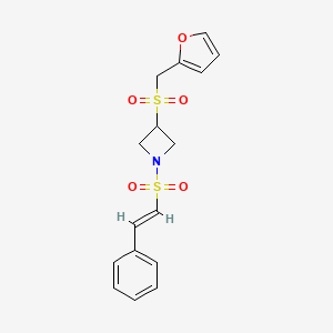 molecular formula C16H17NO5S2 B2929797 (E)-3-((furan-2-ylmethyl)sulfonyl)-1-(styrylsulfonyl)azetidine CAS No. 1798404-41-7