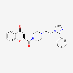 molecular formula C25H24N4O3 B2929801 2-(4-(2-(2-苯基-1H-咪唑-1-基)乙基)哌嗪-1-羰基)-4H-色满-4-酮 CAS No. 1396627-90-9