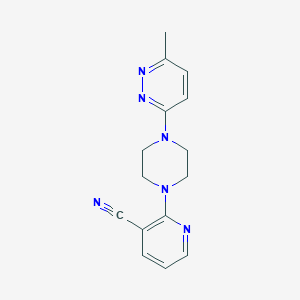 molecular formula C15H16N6 B2929806 2-[4-(6-Methylpyridazin-3-yl)piperazin-1-yl]pyridine-3-carbonitrile CAS No. 2380101-27-7