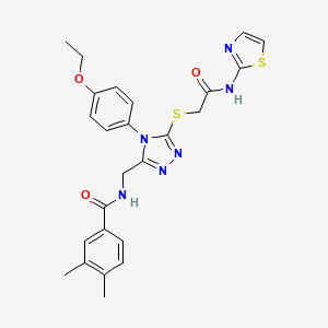 molecular formula C25H26N6O3S2 B2929820 N-((4-(4-乙氧基苯基)-5-((2-氧代-2-(噻唑-2-基氨基)乙基)硫)-4H-1,2,4-三唑-3-基)甲基)-3,4-二甲基苯甲酰胺 CAS No. 394661-35-9
