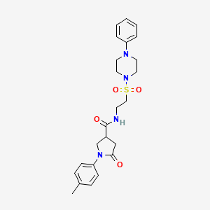 molecular formula C24H30N4O4S B2929826 1-(4-methylphenyl)-5-oxo-N-{2-[(4-phenylpiperazin-1-yl)sulfonyl]ethyl}pyrrolidine-3-carboxamide CAS No. 904831-57-8