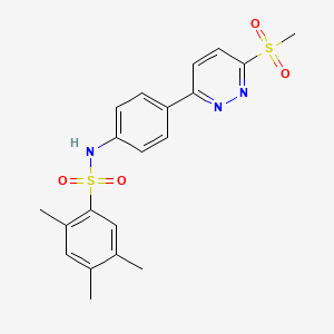 molecular formula C20H21N3O4S2 B2929837 2,4,5-trimethyl-N-(4-(6-(methylsulfonyl)pyridazin-3-yl)phenyl)benzenesulfonamide CAS No. 921837-39-0