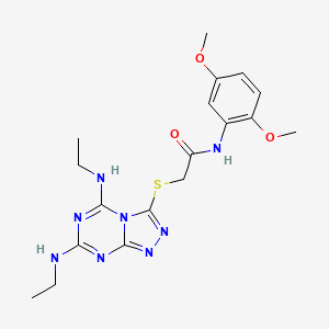 molecular formula C18H24N8O3S B2929857 2-{[5,7-bis(ethylamino)[1,2,4]triazolo[4,3-a][1,3,5]triazin-3-yl]sulfanyl}-N-(2,5-dimethoxyphenyl)acetamide CAS No. 898443-60-2