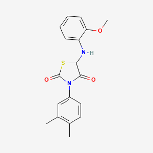 molecular formula C18H18N2O3S B2929863 3-(3,4-Dimethylphenyl)-5-[(2-methoxyphenyl)amino]-1,3-thiazolidine-2,4-dione CAS No. 1008962-92-2