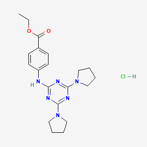 Ethyl 4-((4,6-di(pyrrolidin-1-yl)-1,3,5-triazin-2-yl)amino)benzoate hydrochloride