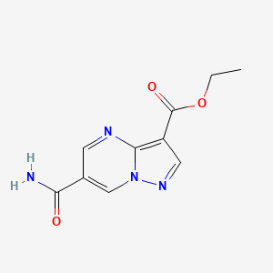 molecular formula C10H10N4O3 B2929865 6-氨基甲酰基吡唑并[1,5-a]嘧啶-3-甲酸乙酯 CAS No. 2413896-71-4