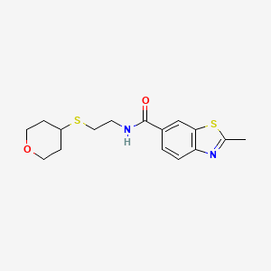 molecular formula C16H20N2O2S2 B2929881 2-methyl-N-(2-((tetrahydro-2H-pyran-4-yl)thio)ethyl)benzo[d]thiazole-6-carboxamide CAS No. 1795305-54-2