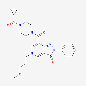 molecular formula C25H29N5O4 B2929886 7-(4-(cyclopropanecarbonyl)piperazine-1-carbonyl)-5-(3-methoxypropyl)-2-phenyl-2H-pyrazolo[4,3-c]pyridin-3(5H)-one CAS No. 1021095-82-8