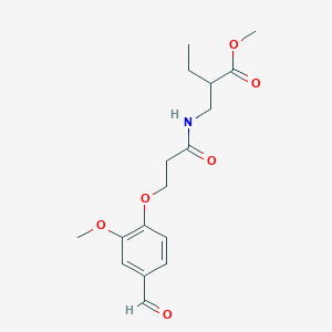 molecular formula C17H23NO6 B2929908 Methyl 2-{[3-(4-formyl-2-methoxyphenoxy)propanamido]methyl}butanoate CAS No. 2094327-32-7