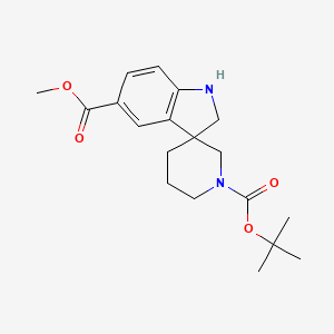 molecular formula C19H26N2O4 B2929909 1'-叔丁基 5-甲基螺[吲哚-3,3'-哌啶]-1',5-二羧酸酯 CAS No. 1373029-19-6