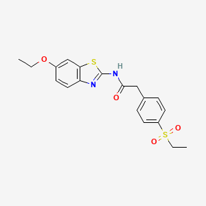 molecular formula C19H20N2O4S2 B2929913 N-(6-乙氧基苯并[d]噻唑-2-基)-2-(4-(乙基磺酰基)苯基)乙酰胺 CAS No. 919853-23-9