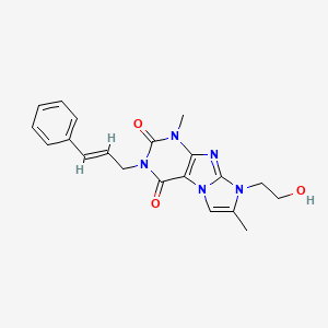 molecular formula C20H21N5O3 B2929915 3-cinnamyl-8-(2-hydroxyethyl)-1,7-dimethyl-1H-imidazo[2,1-f]purine-2,4(3H,8H)-dione CAS No. 915930-82-4