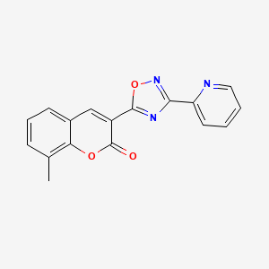 molecular formula C17H11N3O3 B2929938 8-methyl-3-[3-(2-pyridyl)-1,2,4-oxadiazol-5-yl]-2H-chromen-2-one CAS No. 931739-08-1
