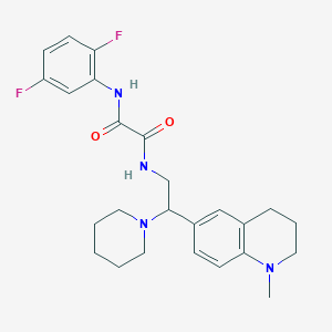 molecular formula C25H30F2N4O2 B2929941 N-(2,5-difluorophenyl)-N'-[2-(1-methyl-1,2,3,4-tetrahydroquinolin-6-yl)-2-piperidin-1-ylethyl]ethanediamide CAS No. 922092-67-9