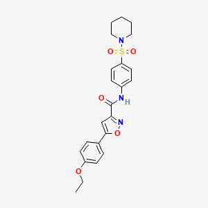 molecular formula C23H25N3O5S B2929942 5-(4-ethoxyphenyl)-N-(4-(piperidin-1-ylsulfonyl)phenyl)isoxazole-3-carboxamide CAS No. 898601-49-5