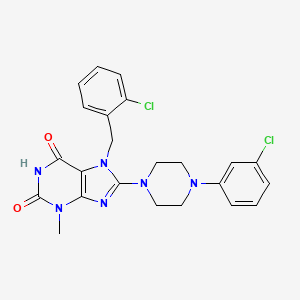 molecular formula C23H22Cl2N6O2 B2929953 7-(2-氯苄基)-8-(4-(3-氯苯基)哌嗪-1-基)-3-甲基-1H-嘌呤-2,6(3H,7H)-二酮 CAS No. 442864-47-3