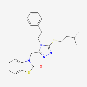molecular formula C23H26N4OS2 B2929959 3-((5-(异戊硫基)-4-苯乙基-4H-1,2,4-三唑-3-基)甲基)苯并[d]噻唑-2(3H)-酮 CAS No. 847402-46-4
