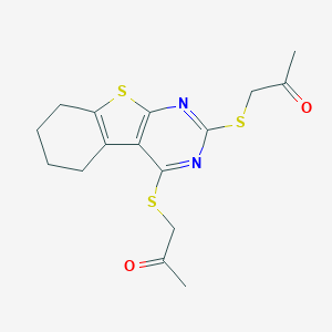molecular formula C16H18N2O2S3 B292996 1-({2-[(2-Oxopropyl)sulfanyl]-5,6,7,8-tetrahydro[1]benzothieno[2,3-d]pyrimidin-4-yl}sulfanyl)acetone 