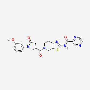 molecular formula C23H22N6O4S B2929978 N-(5-(1-(3-methoxyphenyl)-5-oxopyrrolidine-3-carbonyl)-4,5,6,7-tetrahydrothiazolo[5,4-c]pyridin-2-yl)pyrazine-2-carboxamide CAS No. 1351642-70-0