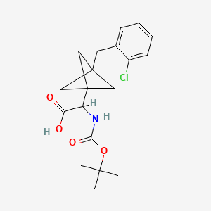 molecular formula C19H24ClNO4 B2929979 2-[3-[(2-Chlorophenyl)methyl]-1-bicyclo[1.1.1]pentanyl]-2-[(2-methylpropan-2-yl)oxycarbonylamino]acetic acid CAS No. 2287268-88-4