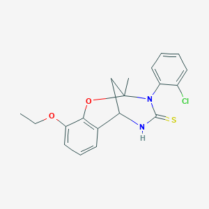 molecular formula C19H19ClN2O2S B2929981 3-(2-chlorophenyl)-10-ethoxy-2-methyl-5,6-dihydro-2H-2,6-methanobenzo[g][1,3,5]oxadiazocine-4(3H)-thione CAS No. 1019149-90-6