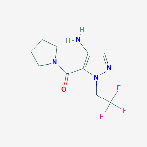molecular formula C10H13F3N4O B2929986 5-(Pyrrolidin-1-ylcarbonyl)-1-(2,2,2-trifluoroethyl)-1H-pyrazol-4-amine CAS No. 2101196-46-5