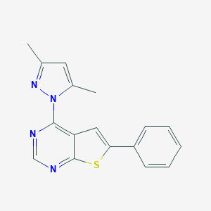 molecular formula C17H14N4S B292999 4-(3,5-dimethyl-1H-pyrazol-1-yl)-6-phenylthieno[2,3-d]pyrimidine 