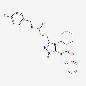 molecular formula C26H22FN5O2 B2930000 3-{4-benzyl-5-oxo-4H,5H-[1,2,4]triazolo[4,3-a]quinazolin-1-yl}-N-[(4-fluorophenyl)methyl]propanamide CAS No. 902955-54-8