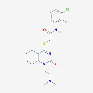 molecular formula C21H27ClN4O2S B2930001 N-(3-chloro-2-methylphenyl)-2-((1-(2-(dimethylamino)ethyl)-2-oxo-1,2,5,6,7,8-hexahydroquinazolin-4-yl)thio)acetamide CAS No. 941872-67-9
