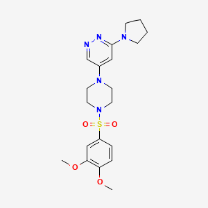 molecular formula C20H27N5O4S B2930015 5-(4-((3,4-Dimethoxyphenyl)sulfonyl)piperazin-1-yl)-3-(pyrrolidin-1-yl)pyridazine CAS No. 1797719-78-8