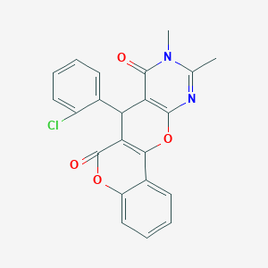 11-(2-Chlorophenyl)-14,15-dimethyl-8,18-dioxa-14,16-diazatetracyclo[8.8.0.02,7.012,17]octadeca-1(10),2,4,6,12(17),15-hexaene-9,13-dione