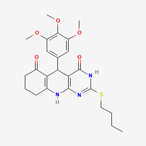 2-(butylsulfanyl)-5-(3,4,5-trimethoxyphenyl)-5,8,9,10-tetrahydropyrimido[4,5-b]quinoline-4,6(3H,7H)-dione