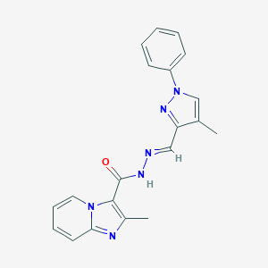 molecular formula C20H18N6O B293003 2-methyl-N'-[(4-methyl-1-phenyl-1H-pyrazol-3-yl)methylene]imidazo[1,2-a]pyridine-3-carbohydrazide 
