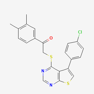2-[5-(4-Chlorophenyl)thieno[2,3-d]pyrimidin-4-yl]sulfanyl-1-(3,4-dimethylphenyl)ethanone