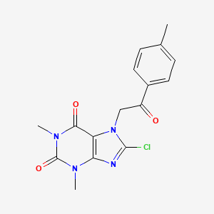 molecular formula C16H15ClN4O3 B2930038 8-chloro-1,3-dimethyl-7-(2-oxo-2-(p-tolyl)ethyl)-1H-purine-2,6(3H,7H)-dione CAS No. 321981-03-7