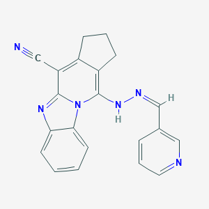 molecular formula C21H16N6 B293005 11-[2-(3-pyridinylmethylene)hydrazino]-2,3-dihydro-1H-cyclopenta[4,5]pyrido[1,2-a]benzimidazole-4-carbonitrile 