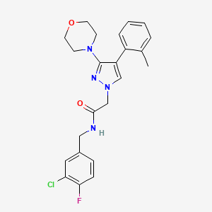 molecular formula C23H24ClFN4O2 B2930083 N-(3-chloro-4-fluorobenzyl)-2-(3-morpholino-4-(o-tolyl)-1H-pyrazol-1-yl)acetamide CAS No. 1286696-55-6