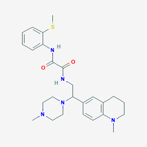molecular formula C26H35N5O2S B2930098 N1-(2-(1-methyl-1,2,3,4-tetrahydroquinolin-6-yl)-2-(4-methylpiperazin-1-yl)ethyl)-N2-(2-(methylthio)phenyl)oxalamide CAS No. 922120-97-6