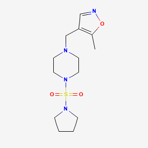 molecular formula C13H22N4O3S B2930099 5-Methyl-4-((4-(pyrrolidin-1-ylsulfonyl)piperazin-1-yl)methyl)isoxazole CAS No. 2034401-64-2