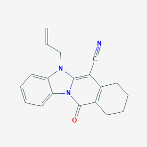 molecular formula C19H17N3O B293010 5-Allyl-11-oxo-5,7,8,9,10,11-hexahydrobenzimidazo[1,2-b]isoquinoline-6-carbonitrile 