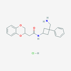 N-[3-(Aminomethyl)-3-phenylcyclobutyl]-2-(2,3-dihydro-1,4-benzodioxin-3-yl)acetamide;hydrochloride