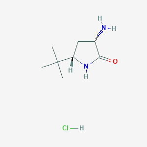 molecular formula C8H17ClN2O B2930114 (3S,5S)-3-氨基-5-叔丁基吡咯烷-2-酮；盐酸盐 CAS No. 2287236-68-2