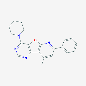 molecular formula C21H20N4O B293012 9-Methyl-7-phenyl-4-(1-piperidinyl)pyrido[3',2':4,5]furo[3,2-d]pyrimidine 