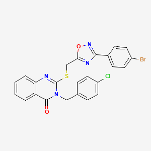 molecular formula C24H16BrClN4O2S B2930122 2-(((3-(4-bromophenyl)-1,2,4-oxadiazol-5-yl)methyl)thio)-3-(4-chlorobenzyl)quinazolin-4(3H)-one CAS No. 2034520-60-8